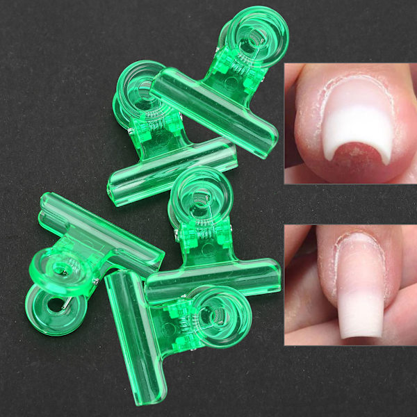 5 st C-formade nagelförlängningsklämmor multifunktionella plast nagelkonsttillbehör gröna