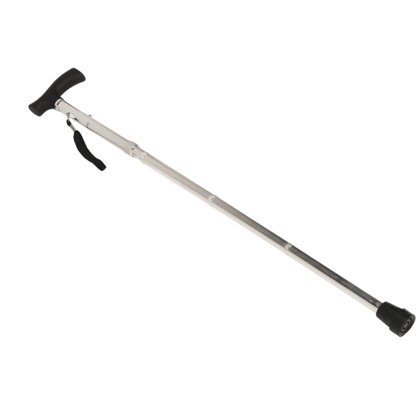 Walking Stick 5-seksjons sammenleggbar aluminiumslegeringsstang Anti-skli gummipute Trekking Stick Silver