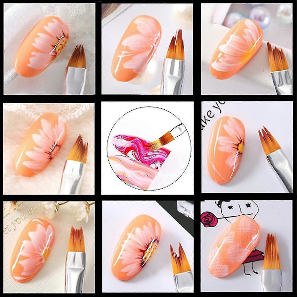 8-delt Neglebørstesæt Gel Art Pen Liner Polish Design Kit Gradient