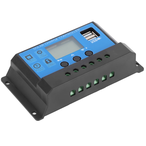 30A LCD solcellsladdningsregulator 12V 24V automatisk identifiering helt 4-stegs PWM-styrning