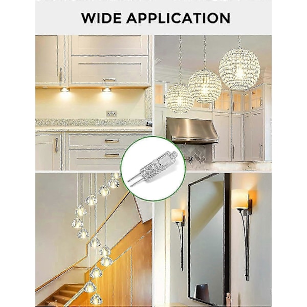 G4 Halogenpærer, 20W G4 Pære, 12V Halogen Pin Base Lampe, 2700K Varmhvit, 300LM, G4 Lavspennings Halogenlampe, Transparent Kapsel Lampe, Pakke med 10