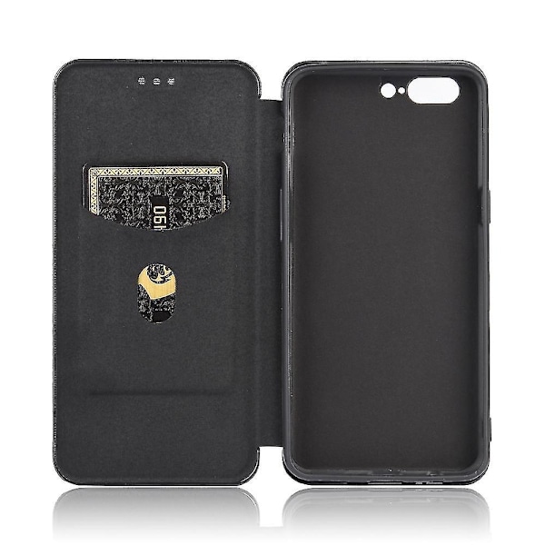 För Oneplus 5 Kolfiber Läderfodral-B6 Svart