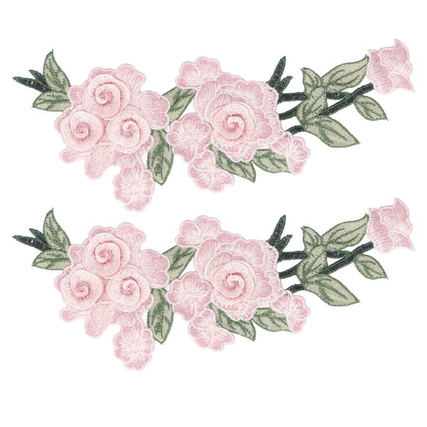 Broderet Patch Blomst Bomuld Miljøbeskyttelse Unikt DIY Tøjtilbehør til Veste Hatte Pink