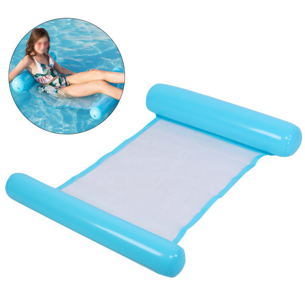 Bärbar flytande uppblåsbar vattensäng hopfällbar hängmatta swimmingpool flytande stol Blå