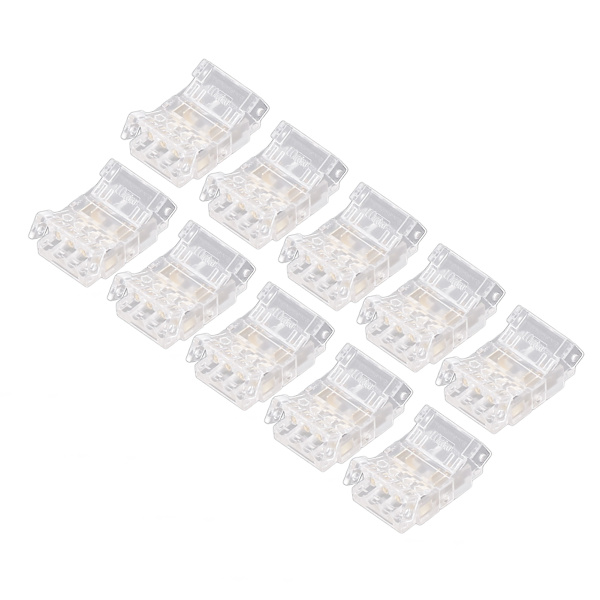 10 stk. COB LED-strip til ledningsforbindelse 4-benet 10 mm gennemsigtig loddefri LED-adapterforbindelser til hjem, skole og kontor