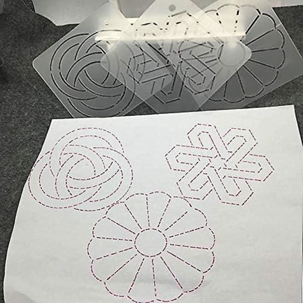 9 st Patchwork-Linjaler och Mallar DIY Syverktygssats för Broderi och Krympning