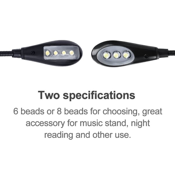 Clip On Noderstand Boglæsning Mini Dobbelt Justerbare Arme Lys LED Lampe (6 Perler)