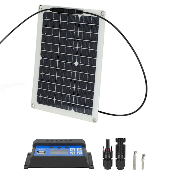 15W 18V Solcellspanel Monokristallin Solcellspanel Bärbar Solcellspanel Kit för Bil Båt(Sol +10A Regulator )