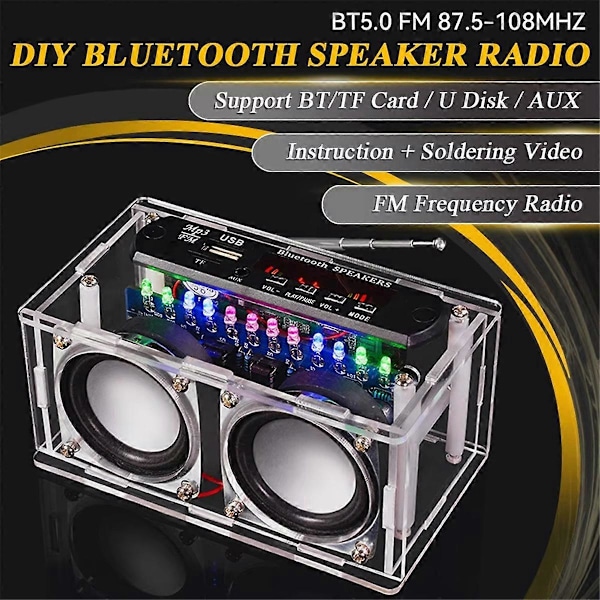 DIY Bluetooth-kaiutinsarja FM-radiolla 85.7-108MHZ DIY Juottaminen