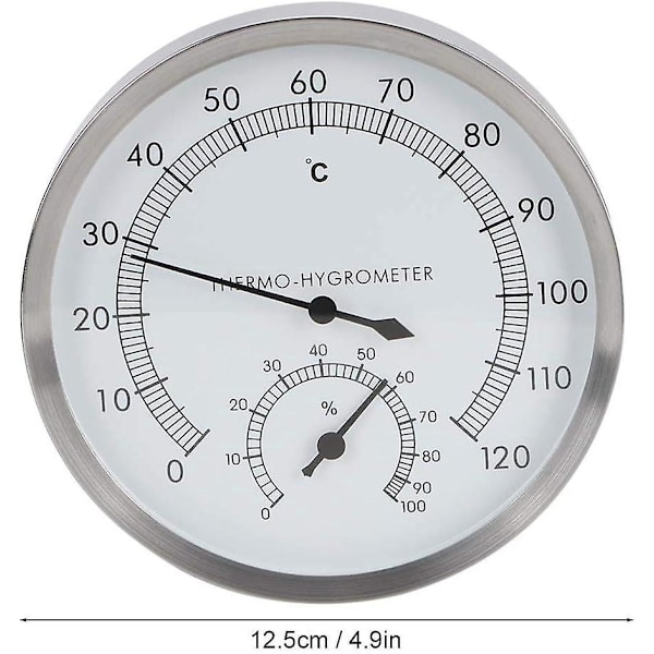 Termometer Hygrometer i Rostfritt Stål Thermo-Hygrometer Inomhus Bastu Utrustning Tillbehör