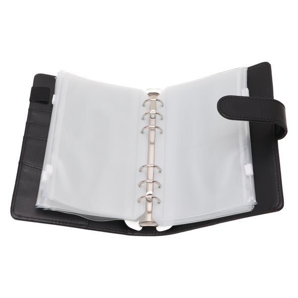 A6 Budget Binder A6 Binder Lomme med lynlås Notesbog PU Læder Budget Notesbog Kontant Kuvert Budget Håndbog Sort