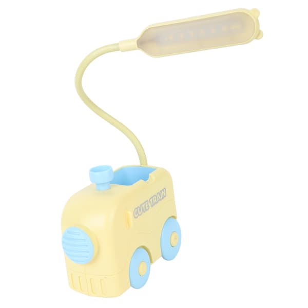 Mini Tog LED Nattbordslampe Øyebeskyttelse Studieleselys USB-lading med Pennholder for Barn Gul