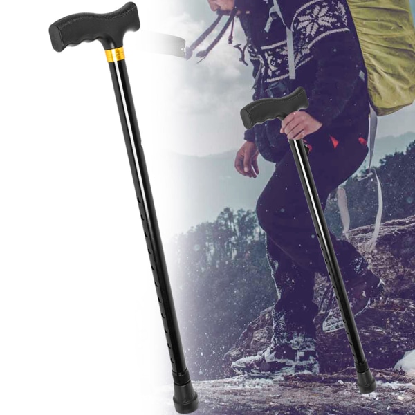 Förtjocka aluminiumlegering utomhus Anti-sladd justerbar hopfällbar käpp Äldre gåstavar Present