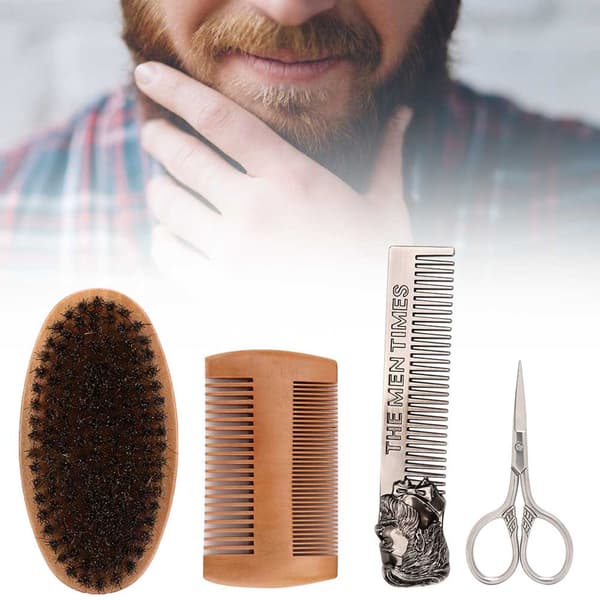 4 st. Herrhår Mustaschborste Skäggkam Sax Styling Skäggvårdsverktyg Set