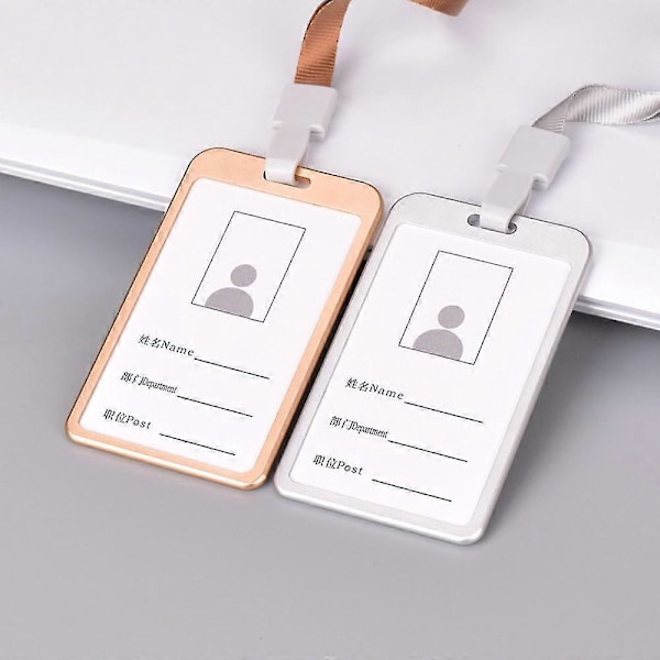 Vertikalt ID-kortsfodral i aluminiumlegering för arbetsplats, silver