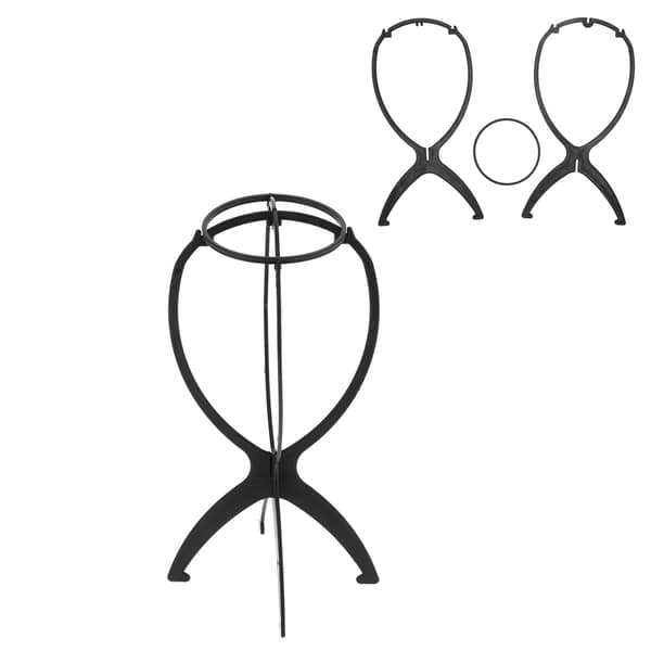 Professionel Parykhoved Stativ Rejse Foldbart Parykdisplay Stativ Holder Rack til Hjemmefrisørsalon Sort