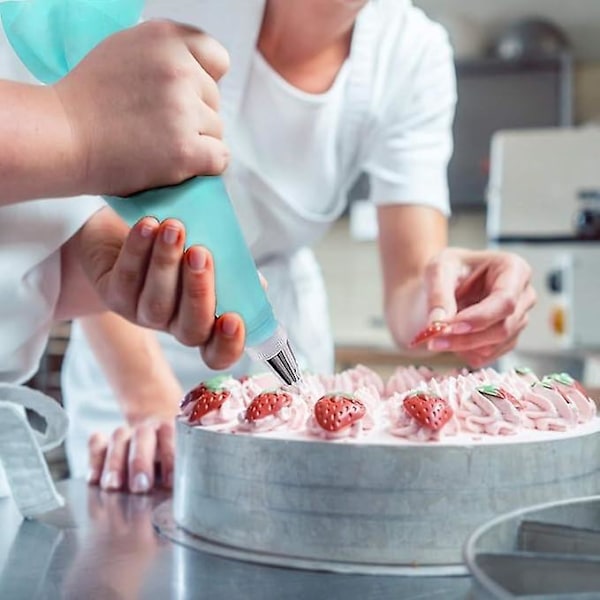 Sprøyteposer og tipper sett, Frosting Sprøytekit for baking med gjenbrukbare konditorposer og tipper, Standard konvertere, Silikonringer, Kakedekorasjonsverktøy