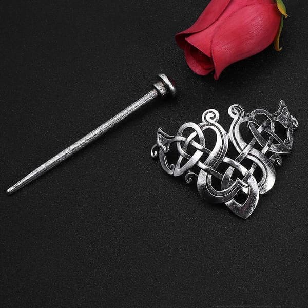2 stk. legeret vikingehårklemme hårnål hårspænde barrette sølv Silver 9.5x5.5x2cm