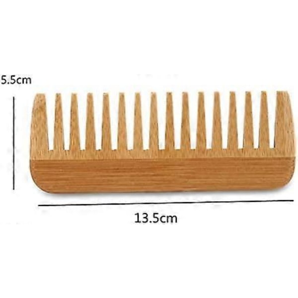 Hårkam av bambu för frisörsalong, böjd fintandad mustaschkam för kvinnor, män och flickor