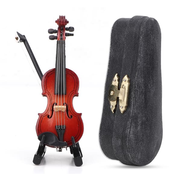 1:12 Miniatur Træinstrument Violinmodel med Æske Simulations Tilbehør til Dukkehus