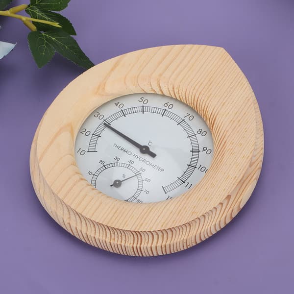 Dråbeformet 2-i-1 træ-termohygrometer termometer hygrometer dampbad sauna tilbehør