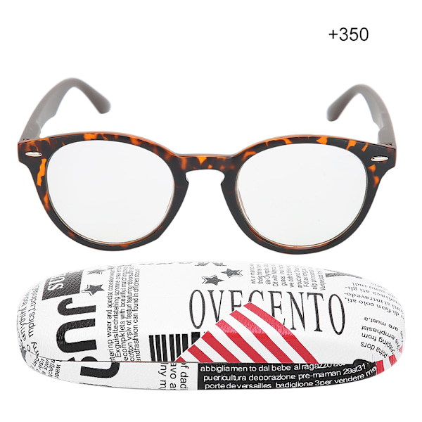 Unisex-lukulaseja, joissa on korkearesoluutioinen presbyopia ja kotelo (+350 Leopard Print Tawny Leg)