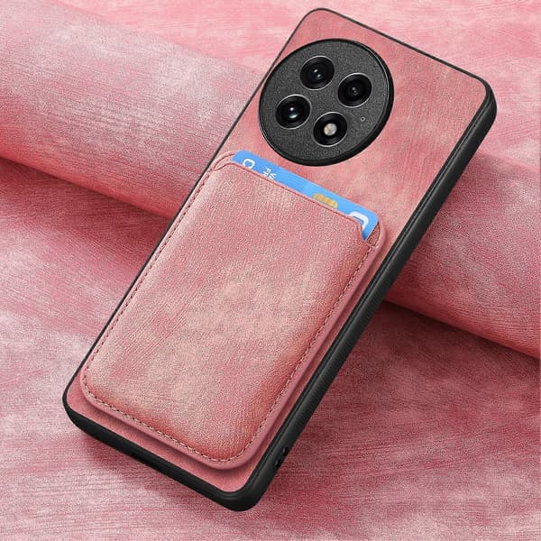 Deksler for OnePlus 13 Kompatibelt med MagSafe Lær Bakside med Avtakbar Kortholder Pink