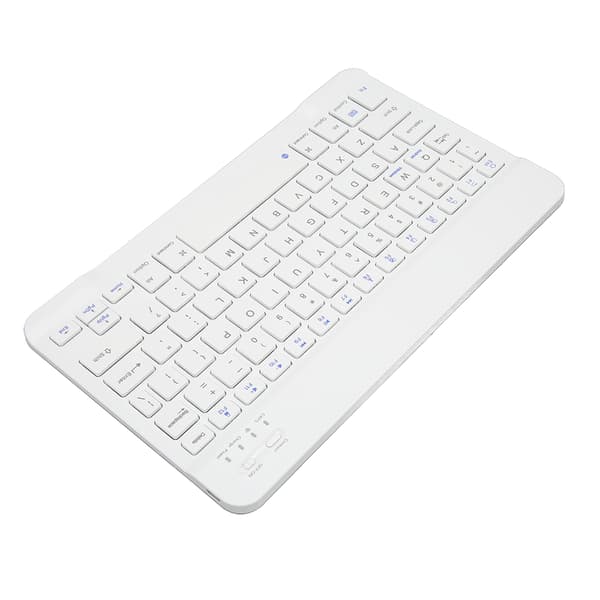 10 tommer trådløst tastatur, lydløst design, multimediefunktionstaster, bærbart Bluetooth-tastatur til iOS-tablet, computer, telefon, hvid