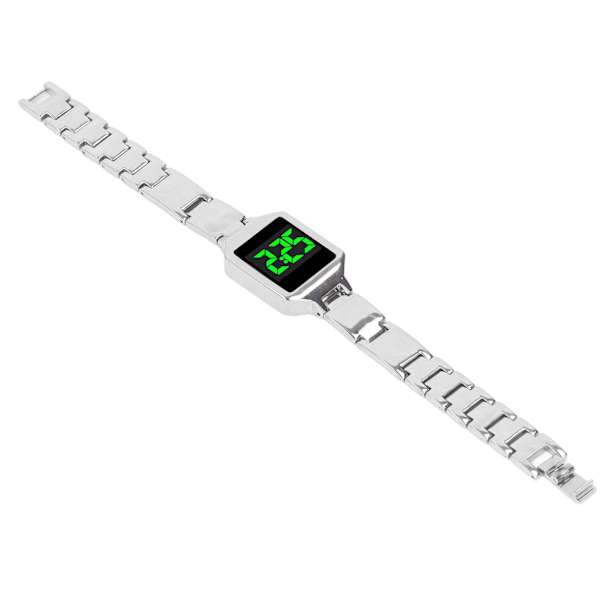 Digital armbandsur med högupplöst skärm, vattentät, modern elektronisk klocka för män, kvinnor och flickor, silver