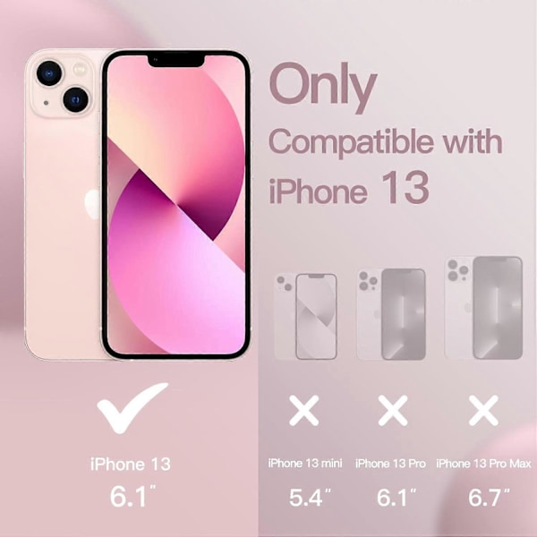 Silikonskal Kompatibelt med iPhone 13 6.1-tum, Silkesmjuk Fullkroppsskyddande Skal, Stötsäkert Skydd med Mikrofiberfoder (Rosa)