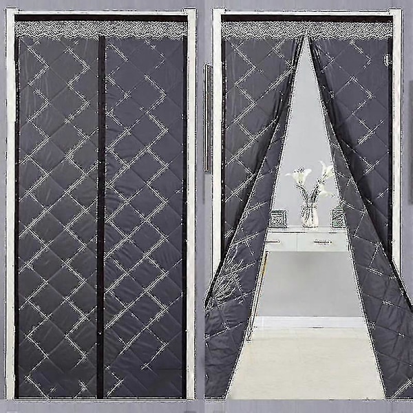 Vinterdørgardin for husholdninger, magnetisk varmeisolasjon, varm, vindtett skillevegg, lydisolerende dørgardiner, holder hjemmet varmt, B80cm X H220cm
