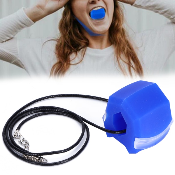 Silikon Jawline Trainer med lanyard Ansiktsbantning Käkmuskelträningsövningar SBlue