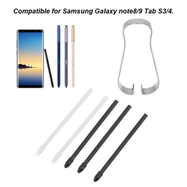 Stylus S Pen Spidser Pen Efterfyldningssæt til Samsung Galaxy Note 8/9 Tab S3/4 (Sort)