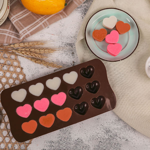 15 rum silikone hjerteform chokoladeform slik kiks kage bageform
