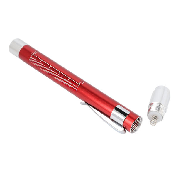 LED Penlight Gul Belysning Konkavt Hoved Aluminiumslegering Medical Pen Light med Pupil Måler Rød