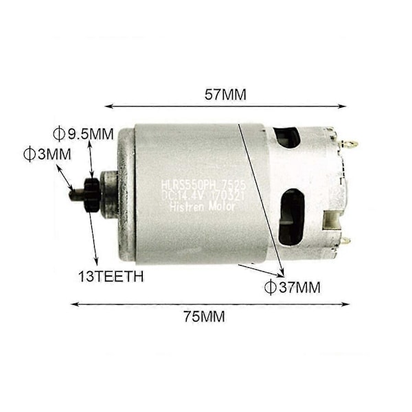 Passende 14.4V 13 Tenner Motor for Bosch GSR GSR14.4-2-Li PSR14.4 Li-2 Slitesterk Boremaskin Motor Reservedeler Metall
