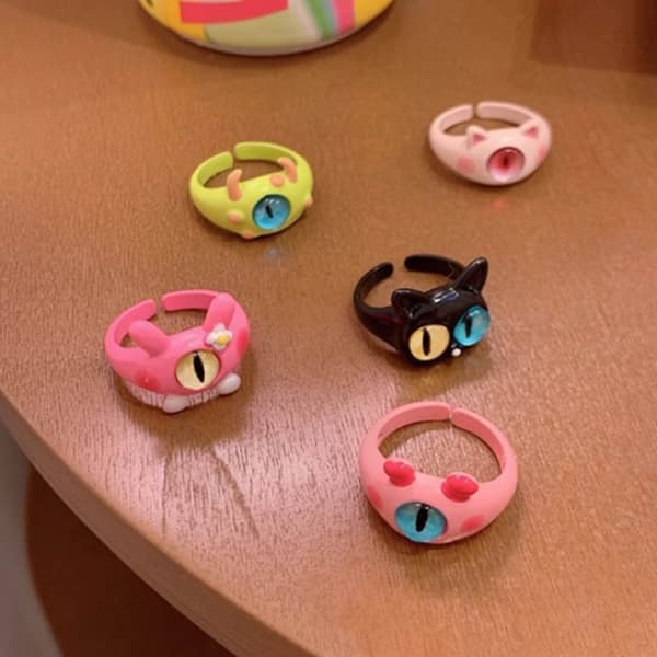 Tecknad ring söt bedårande mönster fingerring legering fingerdekoration för pojkar flickor typ E