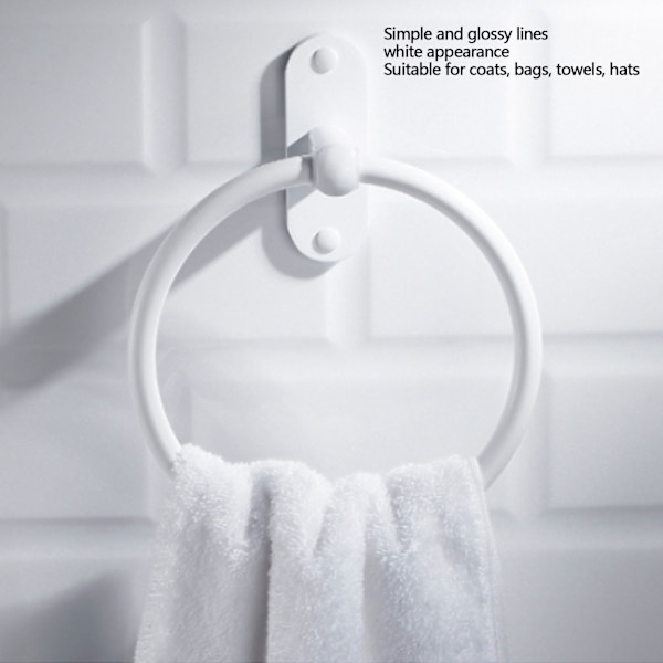 Håndklædeholder til badeværelse i aluminiumlegering, pladsbesparende, hvid, elegant stil, håndklæderinge til hotel