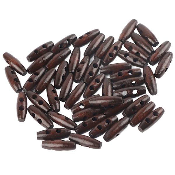 200 stk. træknapper 2‑huls DIY mørk kaffe olivenform tøjtilbehør 30mm