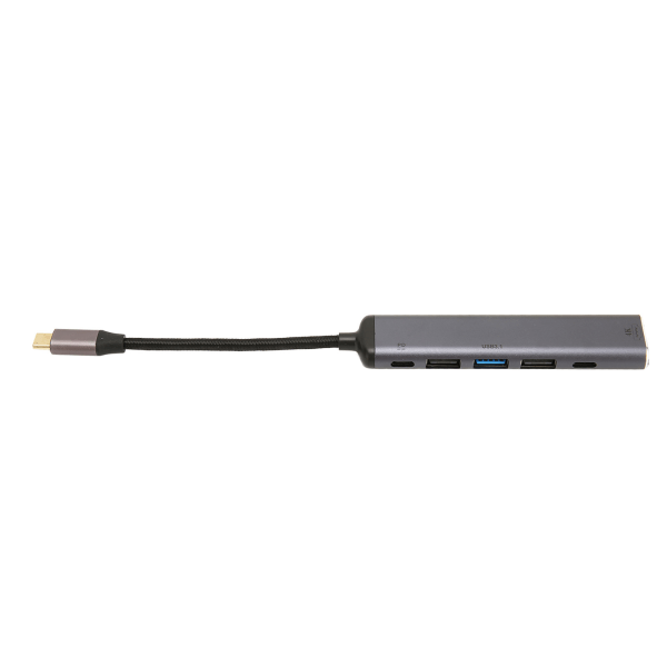 USB C-dokkingstasjon 7-i-1 flettet ledning 100W 4K-støttet multifunksjons USB C-hub for bærbar PC-nettbrett