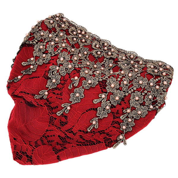 Huvudduk Fashionabla Kvinnors Muslimska Sjal Turban Retractable Retro Broderad PärlhattMaroon