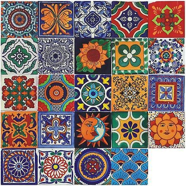 24 stk selvklebende flis klistremerker for bad og kjøkken - selvklebende veggdekor mosaikkfliser - dekorative sementfliser for vegger (20*20cm)