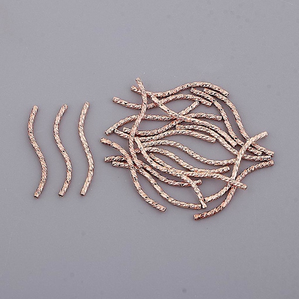7 x 20 stk. snoede nudelrør perler buede smykkefund rosaguld 1,3 x 30 mm