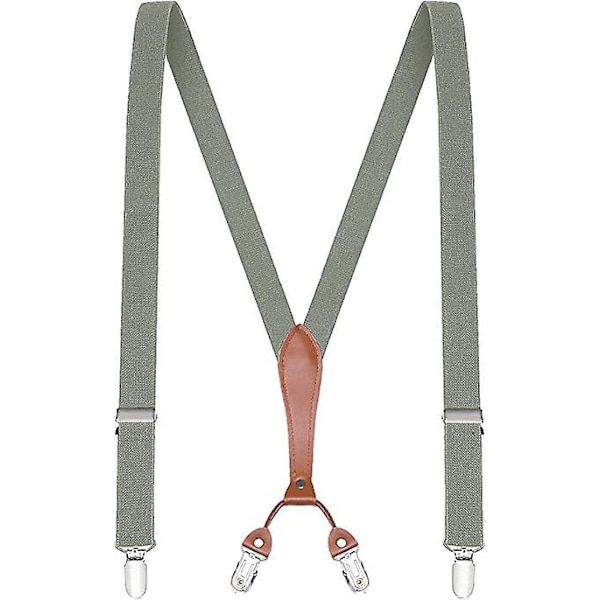 Snygga justerbara elastiska hängslen för män - 115 cm x 2,5 cm, Y-form, äkta läder