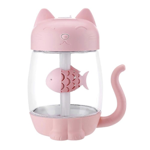 Rosa 3 i 1 Luftfukter 350ML USB Katte Luftfukter Kjølig-Tåke Nydelig Mini Luftfukter Mini USB Vifte for Skrivebord Mini Luftfukter
