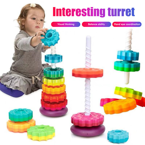 Baby Infant Toy Rainbow Revolving Tower Baby Stacking Toy Rainbow Tower Stacking Games Stacking Blocks