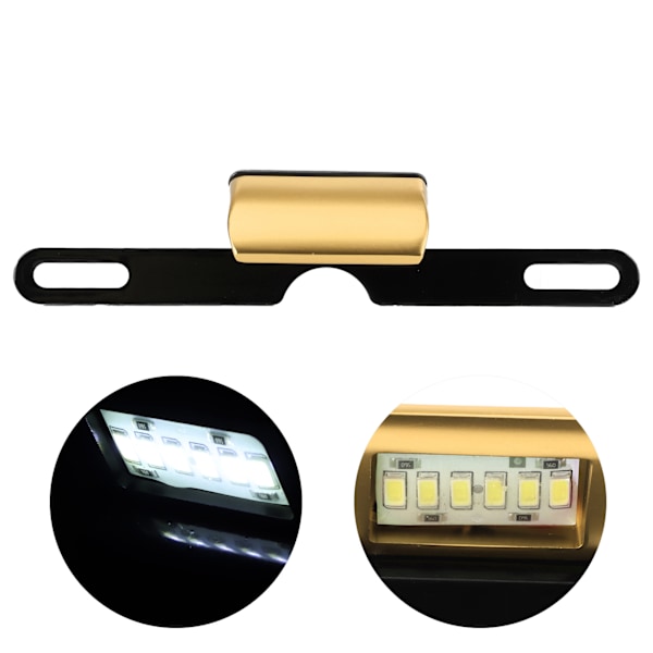 Universell motorcykelnummerplåtsbelysning CNC-aluminium bakre skyltlampa 6 LED-bakljusbelysning guld