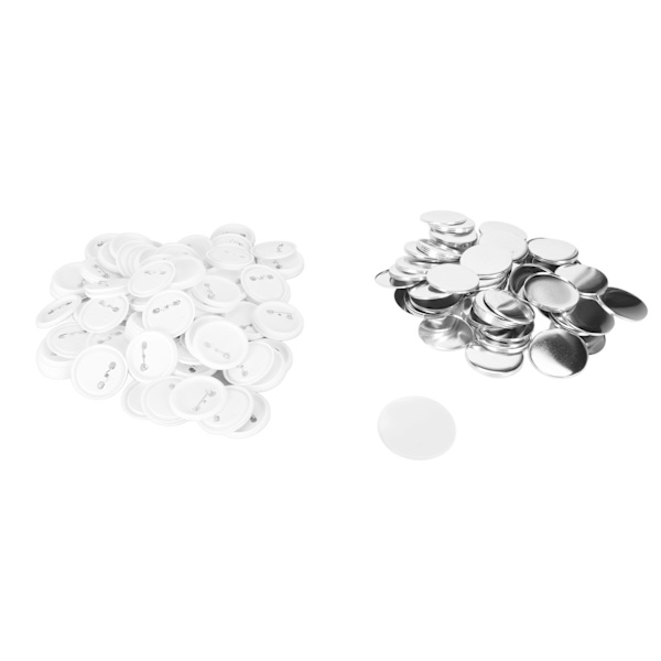 100 sæt Blank Button Badge Dele Sæt til knapfremstillingsmaskine DIY rund form Rustfast knapfremstillingsudstyr 58 mm/2.3in