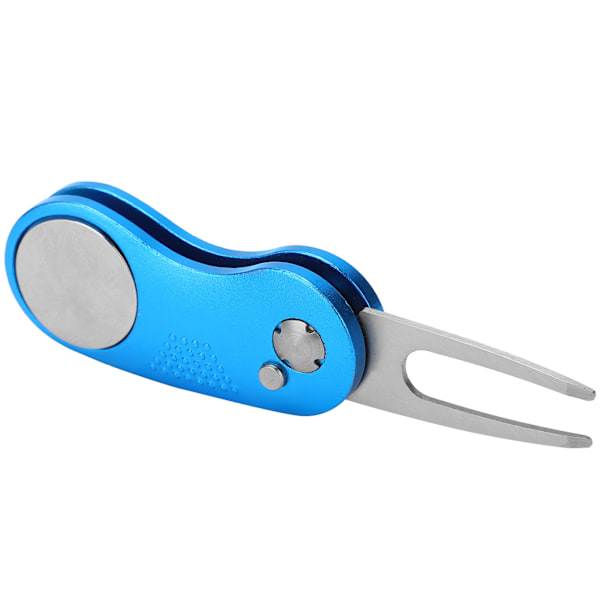 Rostfritt stål aluminiumhandtag golf divot reparationsverktyg automatisk fjäder hopfällbar beslag blå