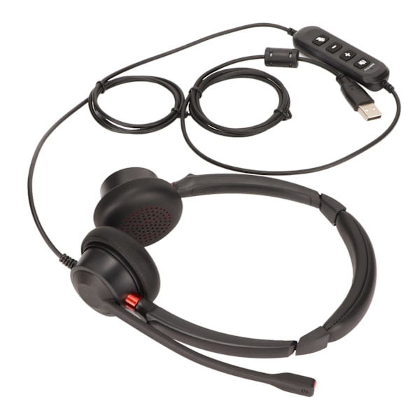 Kontor headset med dobbelt øre ENC aktiv støjreduktion volumen justerbar mute kontrol USB stik telefon headset